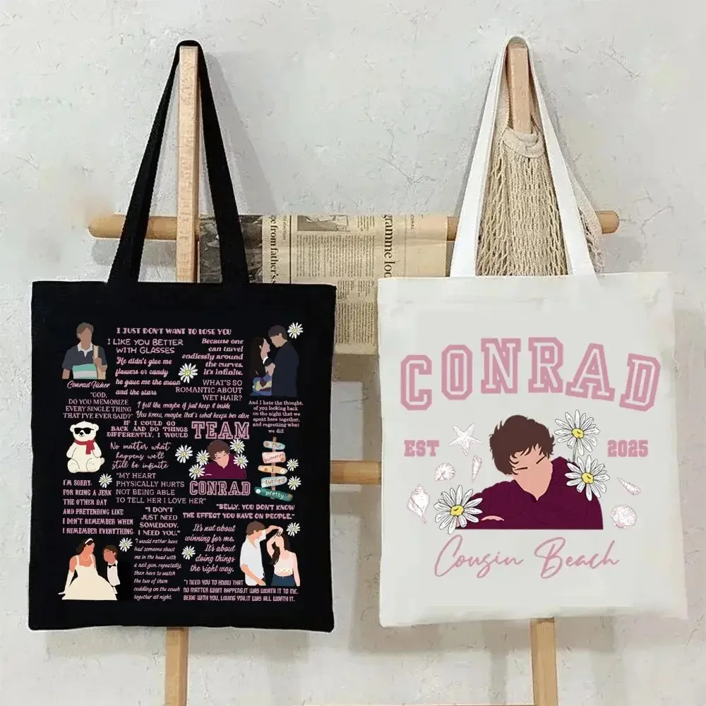 The Summer I Turned Pretty Tote Bag Team Conrad Belly Jeremiah Canvas Bag Y2k Shopping Shopping Shopper Bag for Fans Gift Unisex