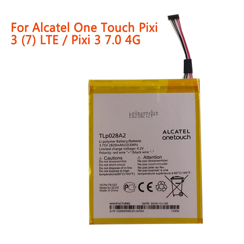 

High-quality TLp028A2 Replacement Battery For Alcatel One Touch Pixi 3 (7) LTE /Pixi 3 7.0 4G 2820mAh Smart Mobile Phone Battery