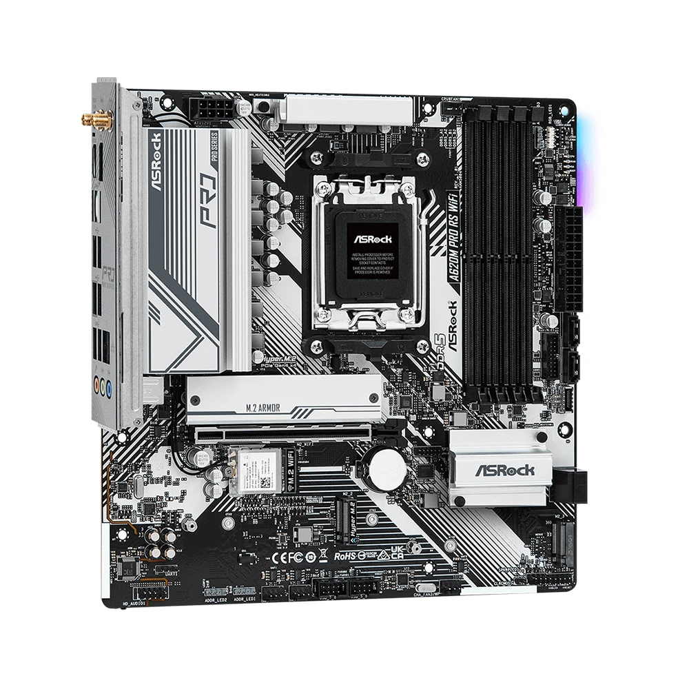 Imagem -03 - Placa-mãe Asrock A620m Pro rs Wifi com Soquete Am5 para Processadores da Série Ryzen 7000 7800x3d 7700x 7800x 7900 7950x3d 2x Ddr5