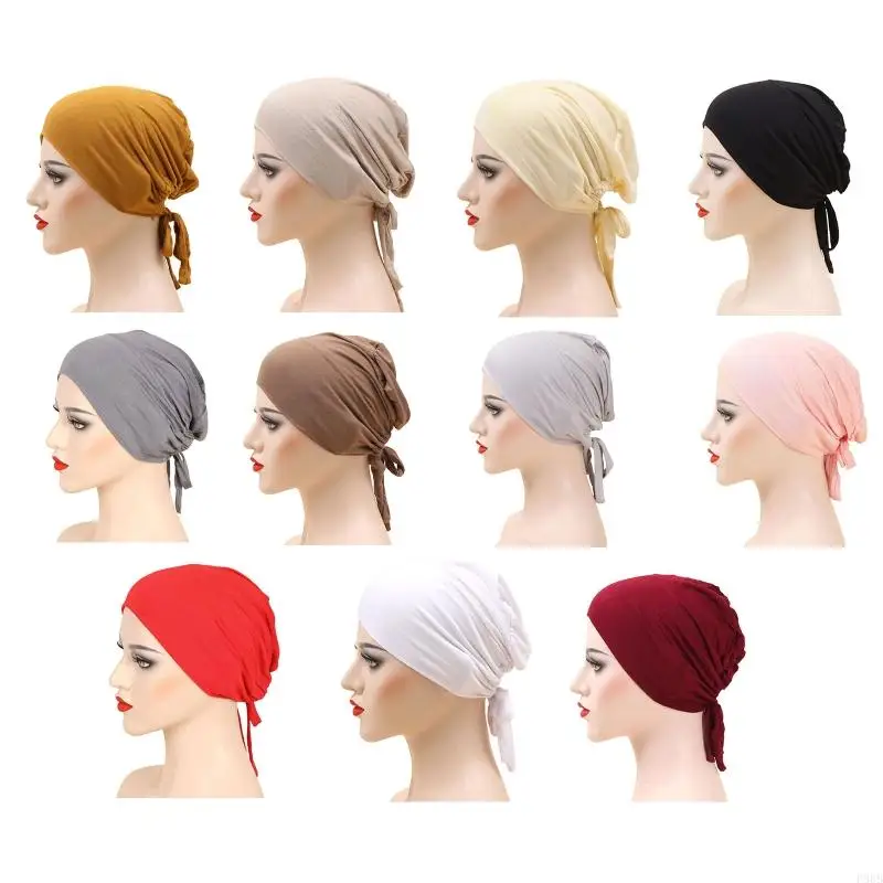 

P88B Multi Colors Elastic Inner with Rope Adjustable Turban All-match for Womens