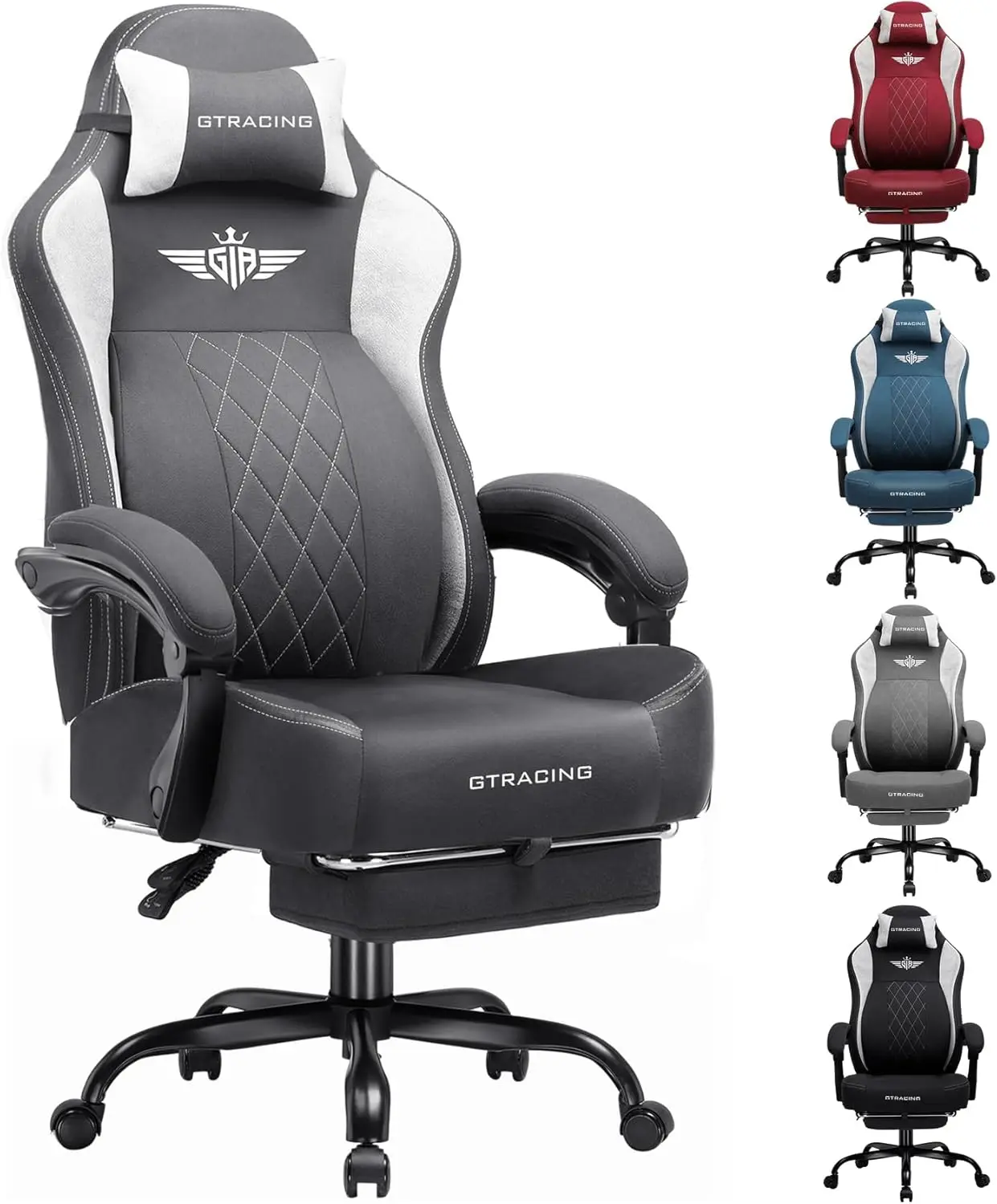 

Big and Tall Gaming Chair Breathable Fabric Computer Chair Strong Lumbar Support,Comfortable Office Chairs Pocket Spring Cushion