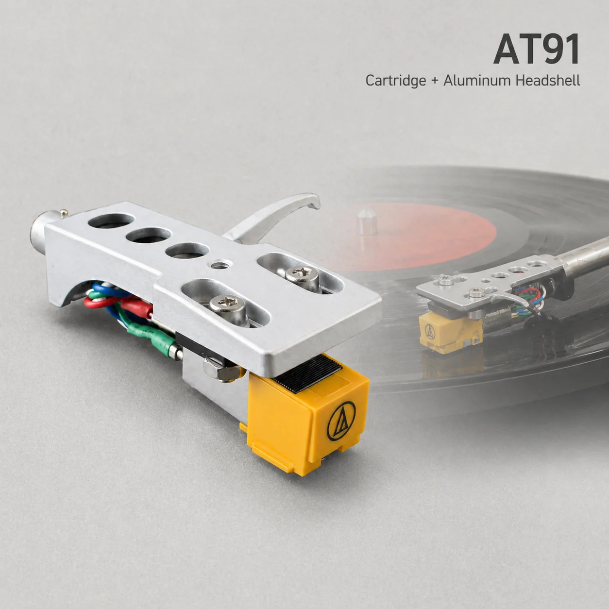 Cartucho AT91 MM Pré-instalado em Headshell de Alumínio, Agulha de Substituição para Toca-discos LP, Áudio HiFi