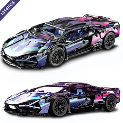 New 6 Types Technical 1:14 Colorful Lanborghnised SVJ Sport Car Building Blocks Speed Vehicle Construction Bricks Set Toys Gifts