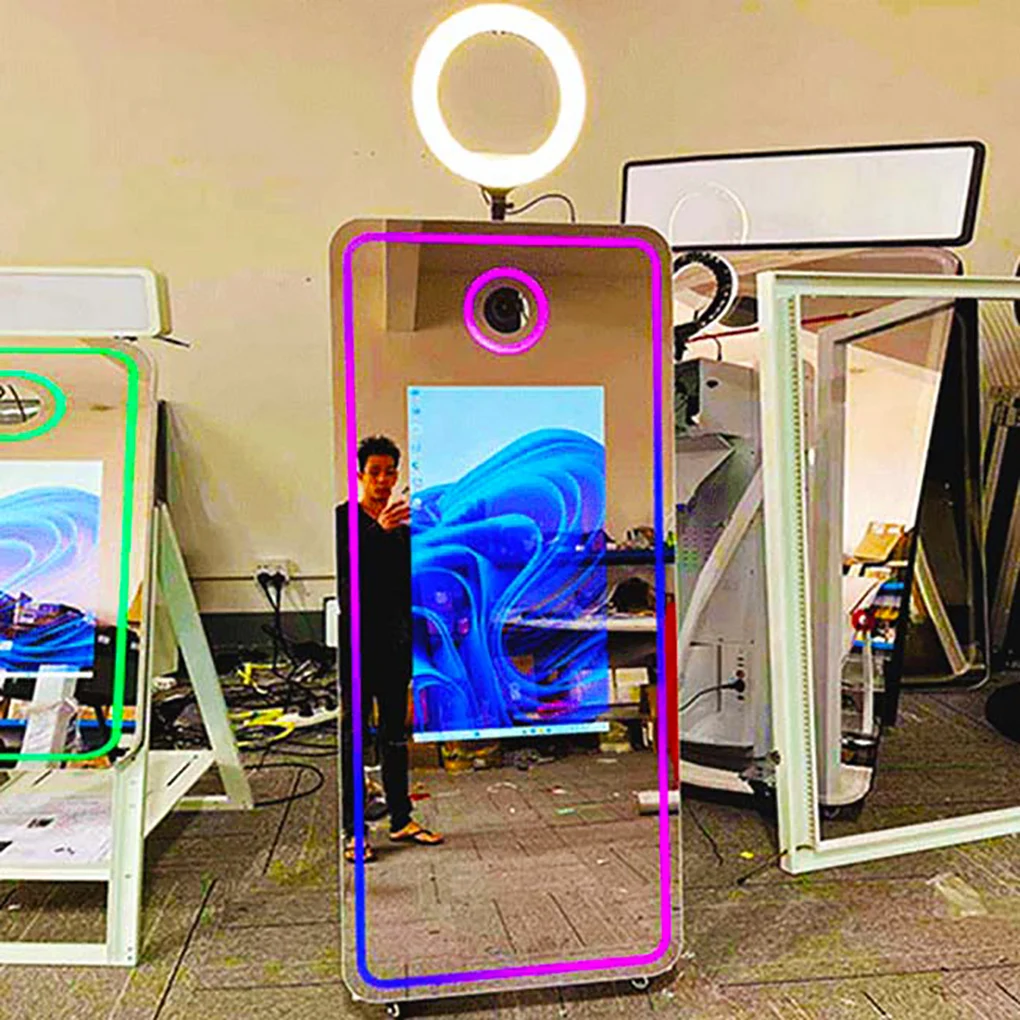 2025 new unlimited selfie box with camera printer oval background air video