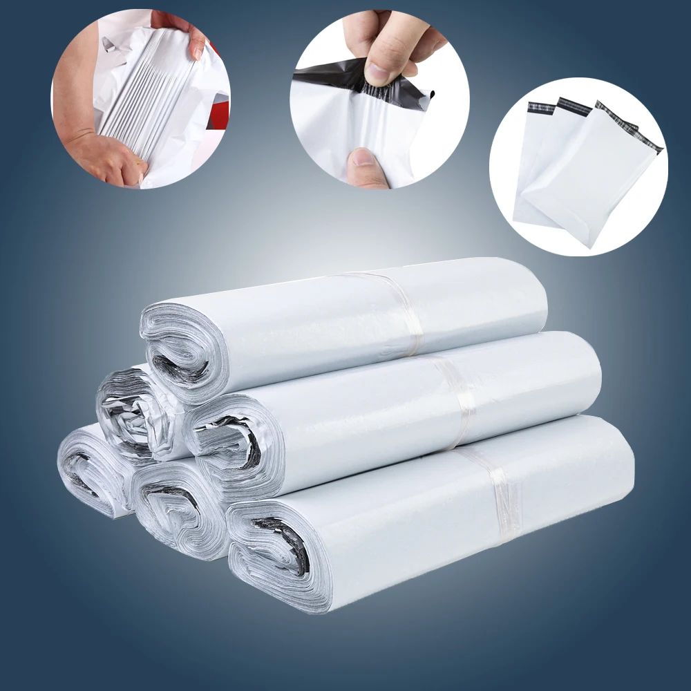 Bolsas de envío para embalaje, bolsa de mensajería con sello autoadhesivo, bolsas de correo blancas, bolsa de almacenamiento de sobres, 10-100 Uds.