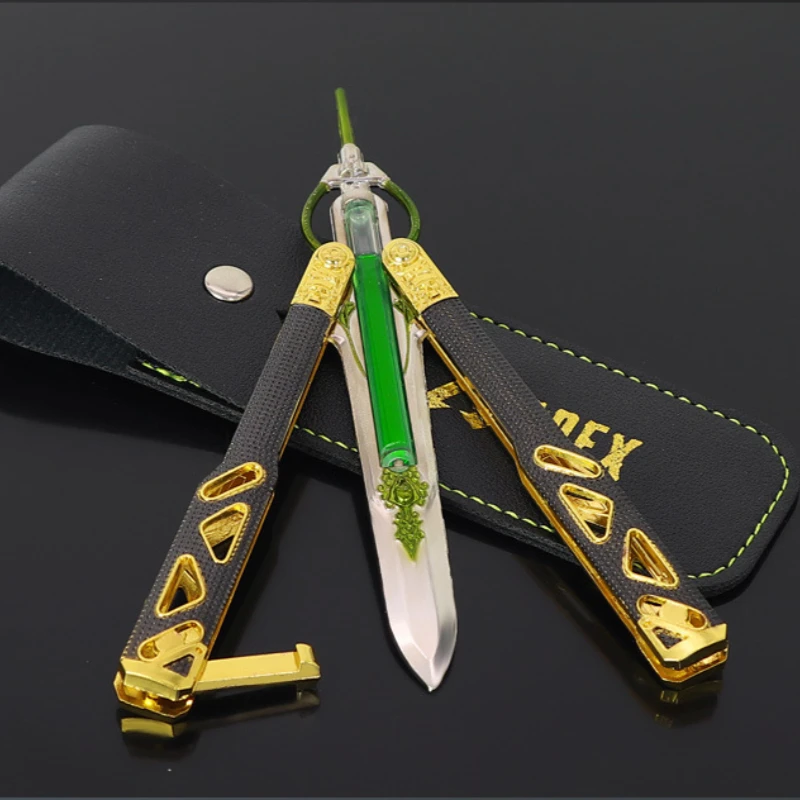 In Voorraad 21 cm APEX Hero Vlinder Mes Zwaard Wapen Non-Sharp Blade Game Peropheral met Lederen Case voor kinderen Verjaardagscadeautjes