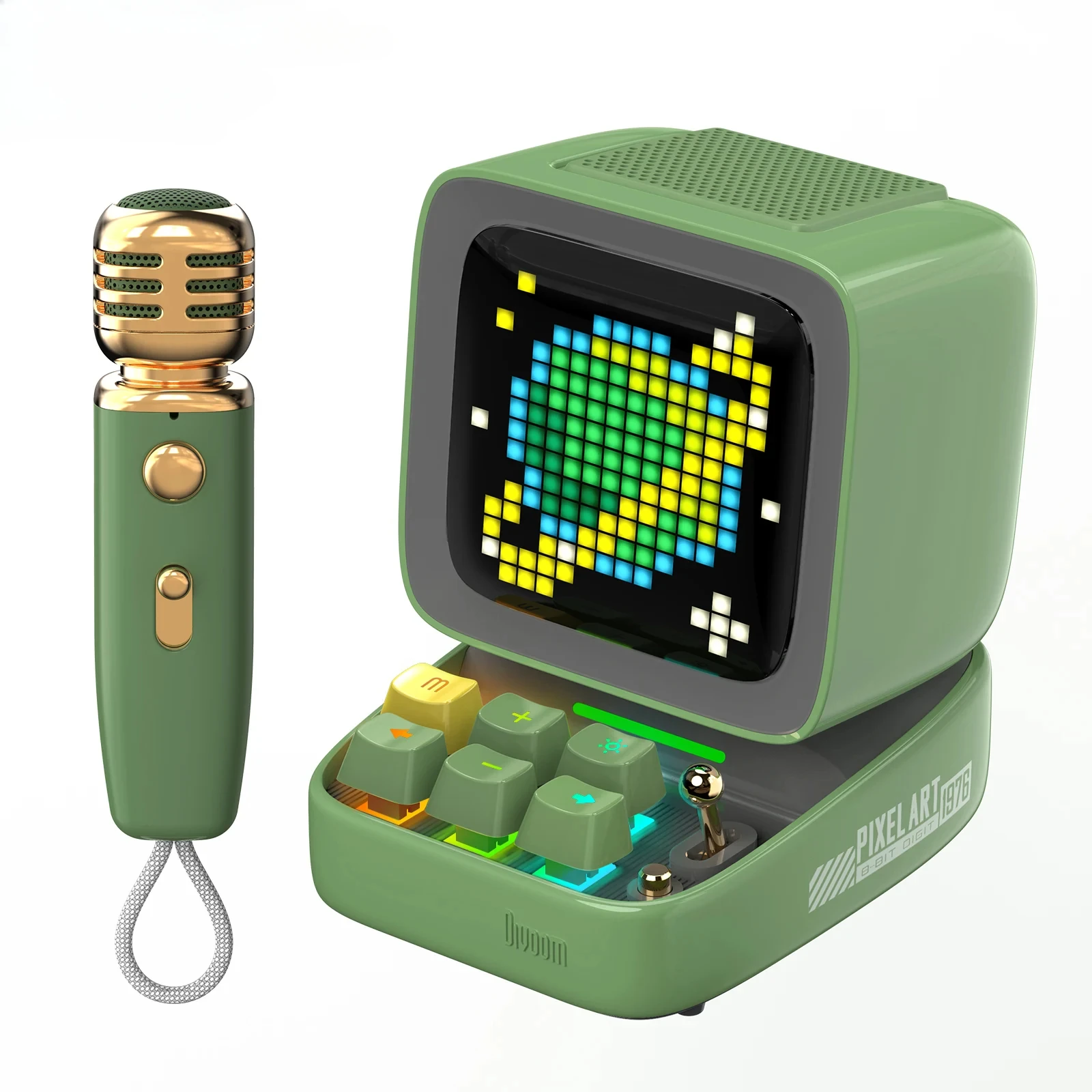 DIY Pixel Audio Ditoo-Mic Bluetooth Speaker with Karaoke Microphone, Pixel Art Display, Desktop Decor, Different Sound Modes