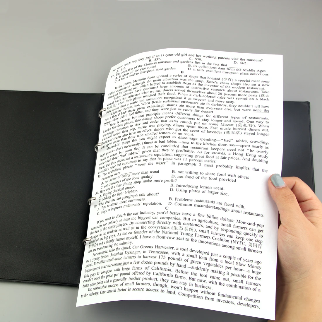 MOTARRO 1Pcs File Folders 4 Round Ring Binders File Holder Non-Stick Binder Notebooks for Business & School Office Supplies