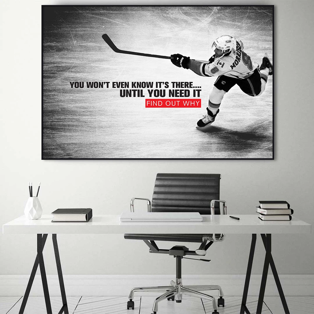 Ice Hockey Athlete Poster Modern Sport Wall Art Canvas Painting Print Inspiring Quotes Pictures Home Office Room Decor Cuadros