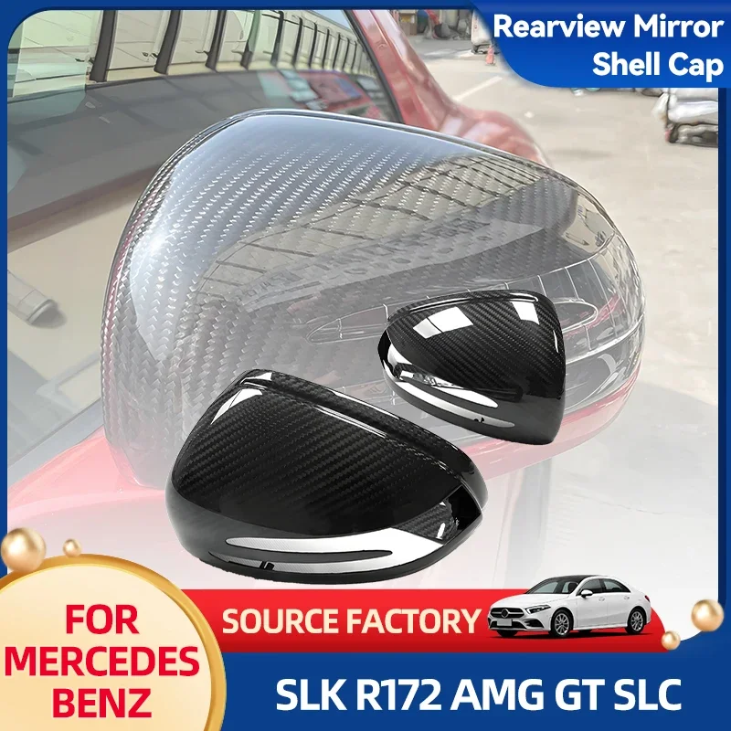 

Hot Interior Stickers 2pcs/Carbon Fiber Mirror Cover Rearview Mirror Shell Cap Modification Accessories for Mercedes Benz SLK R1