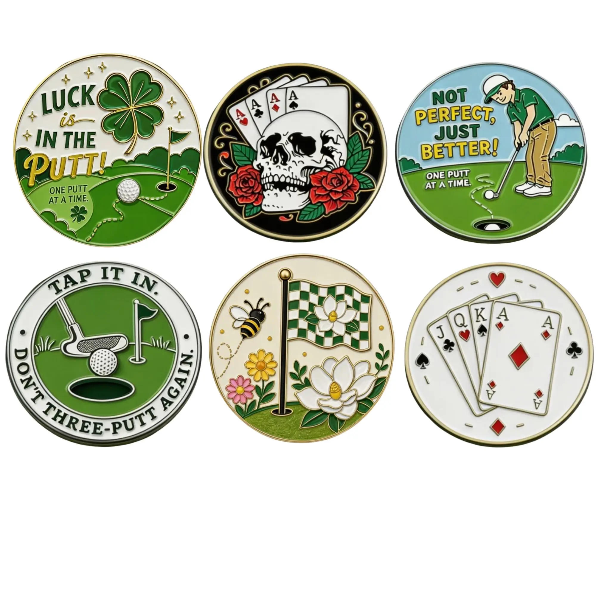 6 pcs Durable Golf Markers with Assorted Colors, Durable Metal Marker Set for Golfers - Perfect Gift for Men And Women