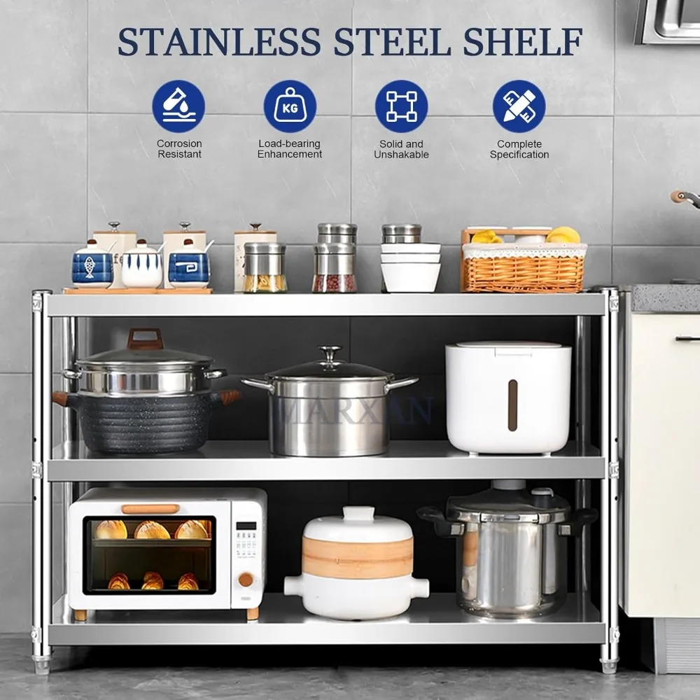 Mehrzweck-Aufbewahrungsregal aus Edelstahl 304, Organizer für Küchenkochgeschirr, bodenstehendes Mikrowellenregal