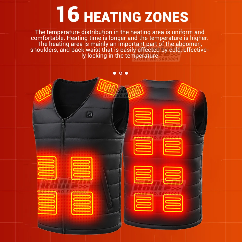 16 Areas Self Heating Vest Men's Heating Jacket Thermal Women's USB Heated Vest Warm Sport Vest Heating Clothing Fishing Hiking