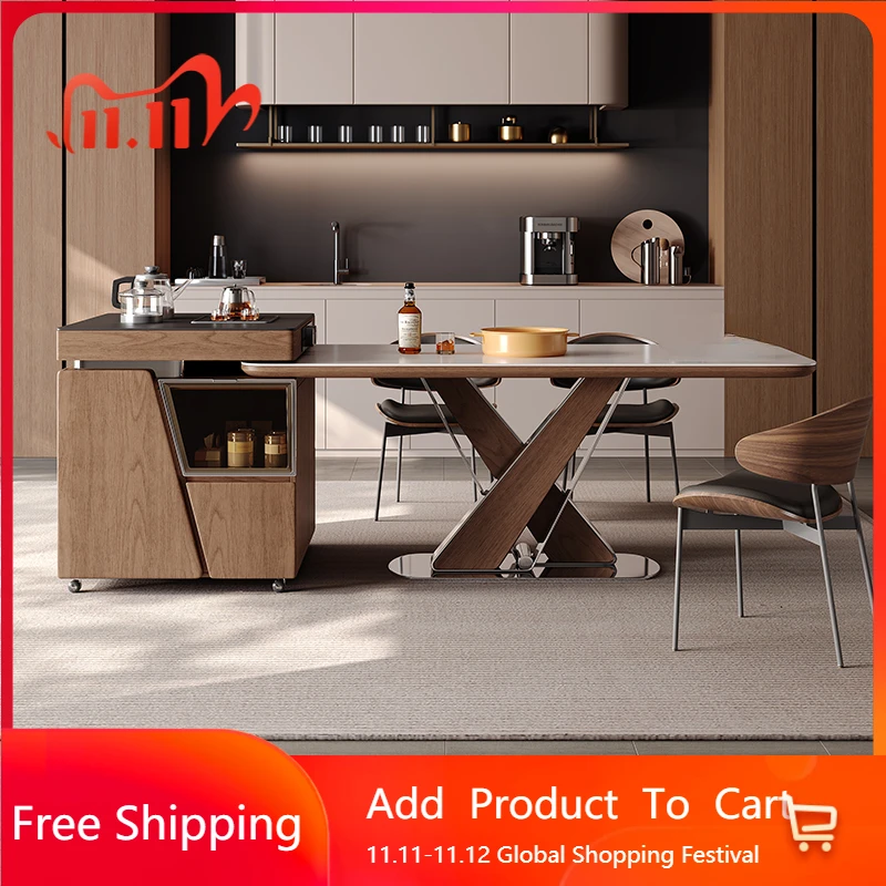 

Компактный обеденный стол с деревянным островом, интегрированный современный простой кухонный многофункциональный островной стол Regale Muebles, уникальная мебель