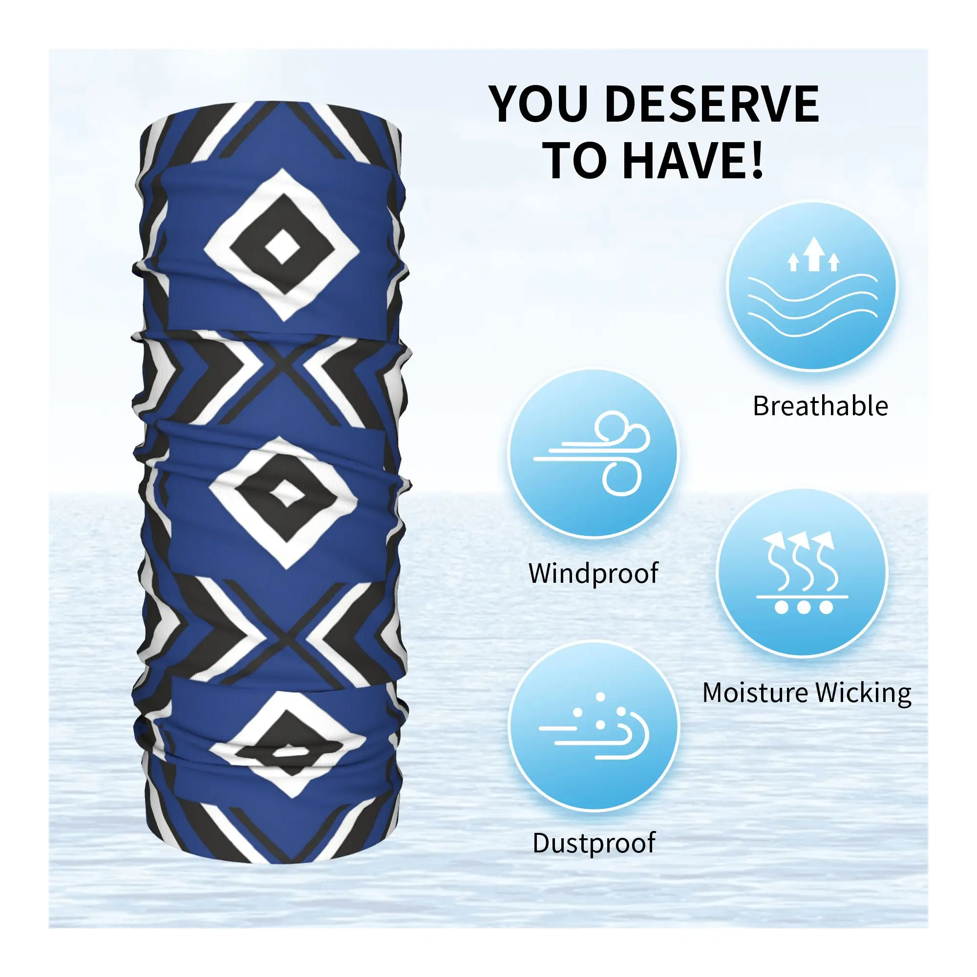 Blue Diamond HSV Soccer Bandana Neck Cover Printed Hamburgers SV Bundesligas Wrap Scarf Multifunctional Face Mask Running Adult view 4