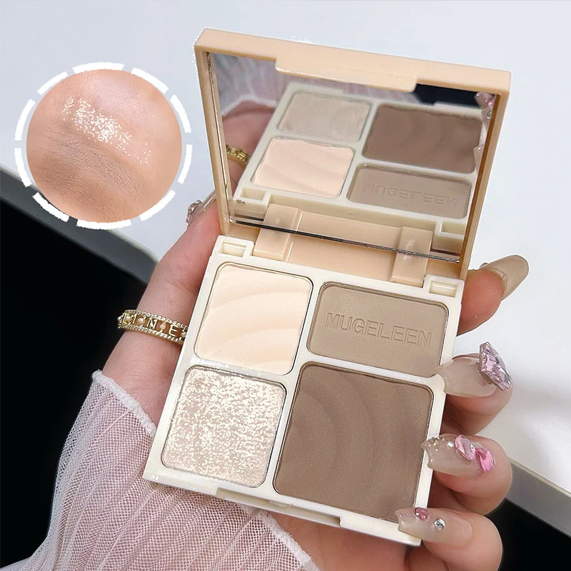 4 colori schiarenti Beige ombretto Matte Face Contouring Palette 3d evidenziatore naso in polvere strumento di trucco di bellezza per donna