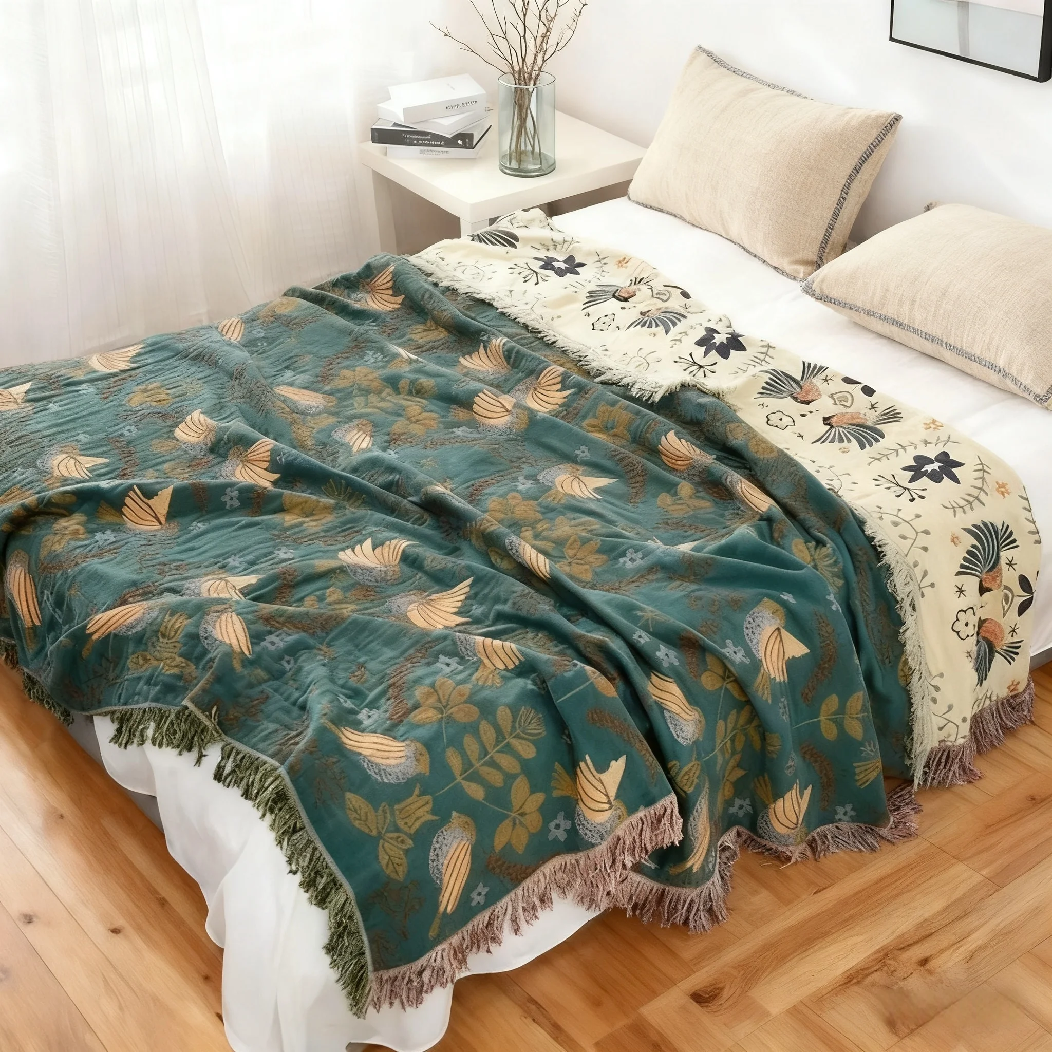 

Cotton Yarn Throw Blanket Cotton Double Sided Sofa Cover Sofa Cushion Leisure Blanket Bedspread Four Seasons Cooling Quilt Sheet