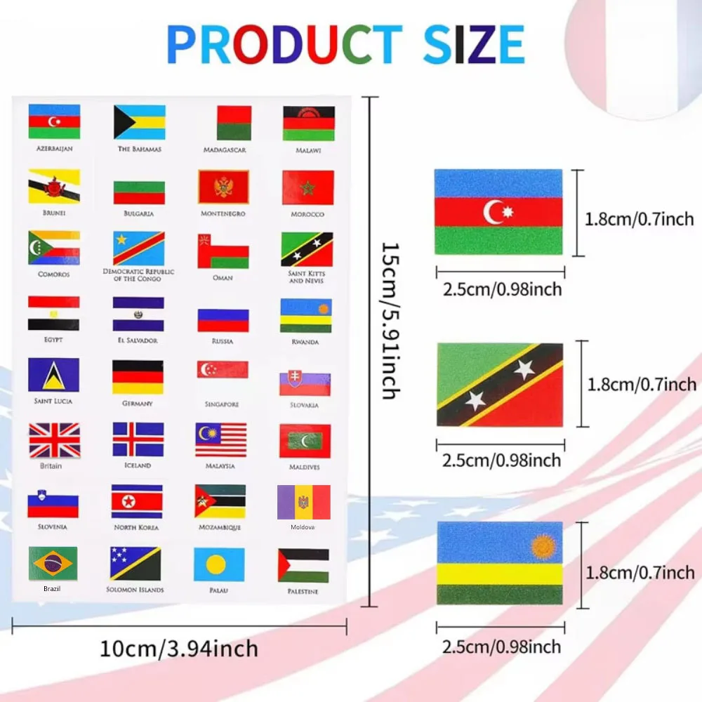 192 دولة ملصقات العلم العالمي ذاتية اللصق ملصقات السفر البلد العالمي ملصقات الوجه لحفلة المجلات 6 أوراق