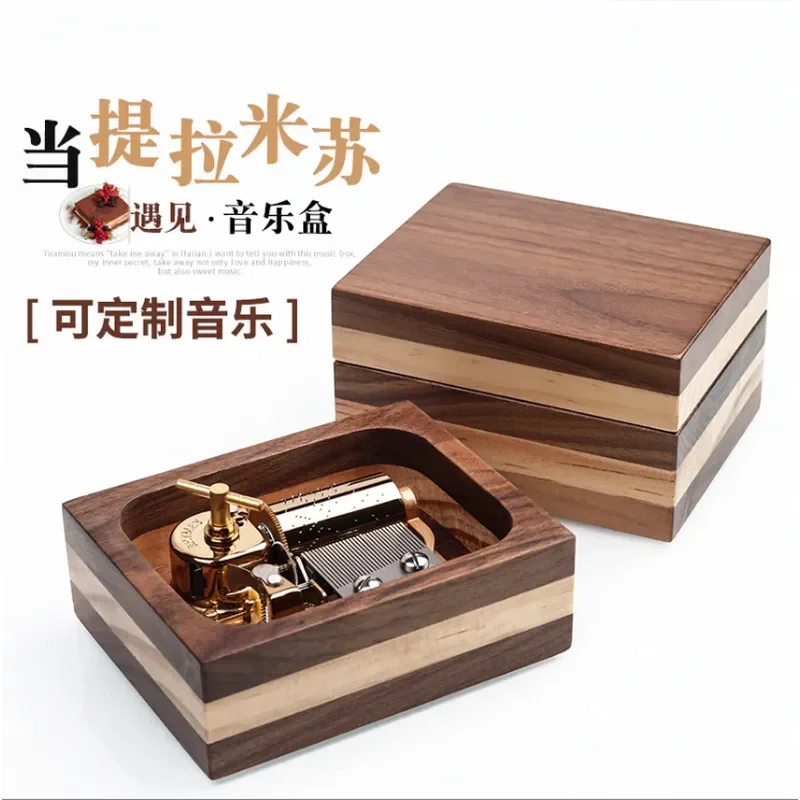 30 Tune Tiramisu Theme Wooden Music Box Creative Birthday Gift For Friends Handmade Desk Decor Novelty Present For Her Him