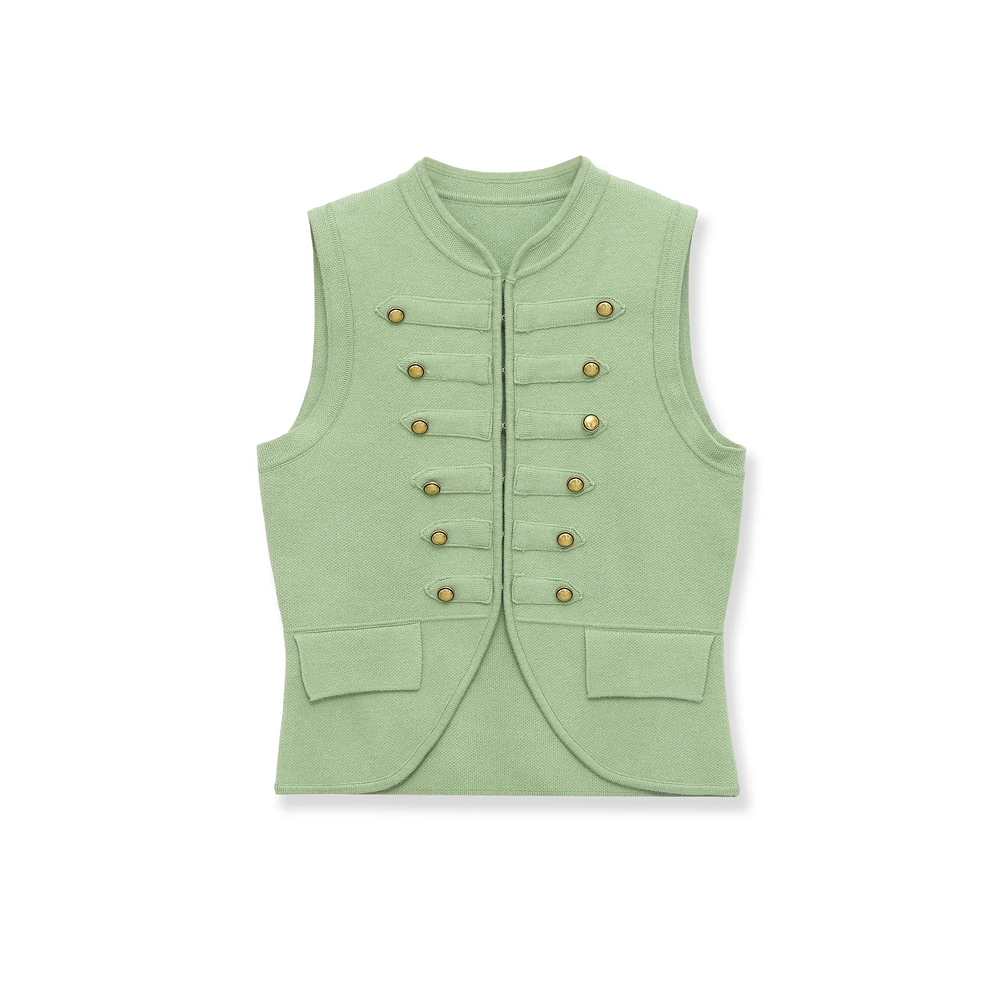 Women Knitting Tank Tops Camis 2026 Summer O-Neck Buttons Solid Sleeveless Female Elegant Street Top Clothing