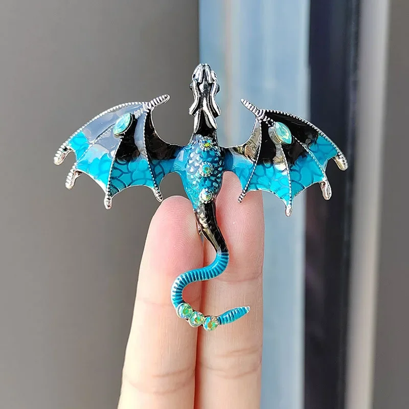 Modische Emaille-Drachenbroschen für Damen und Herren, Strass-Flugdrachen, Anzug, Party, Büro, Broschen, Schmuckaccessoires – Detail 5
