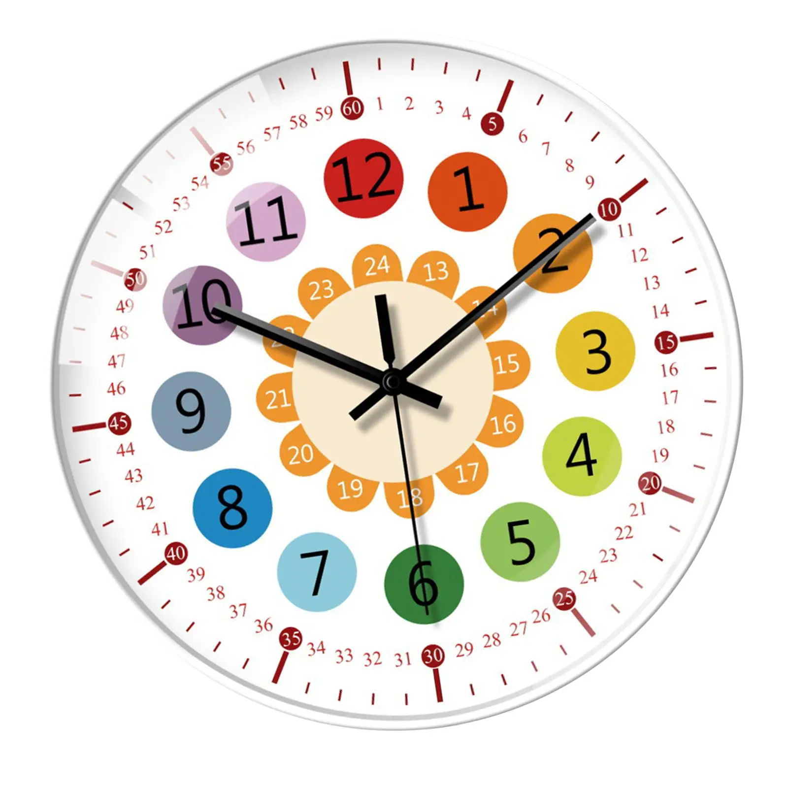 Silent Wall Clock Teaching Clock,8 inch Educational Tool,Cartoon Decorative
