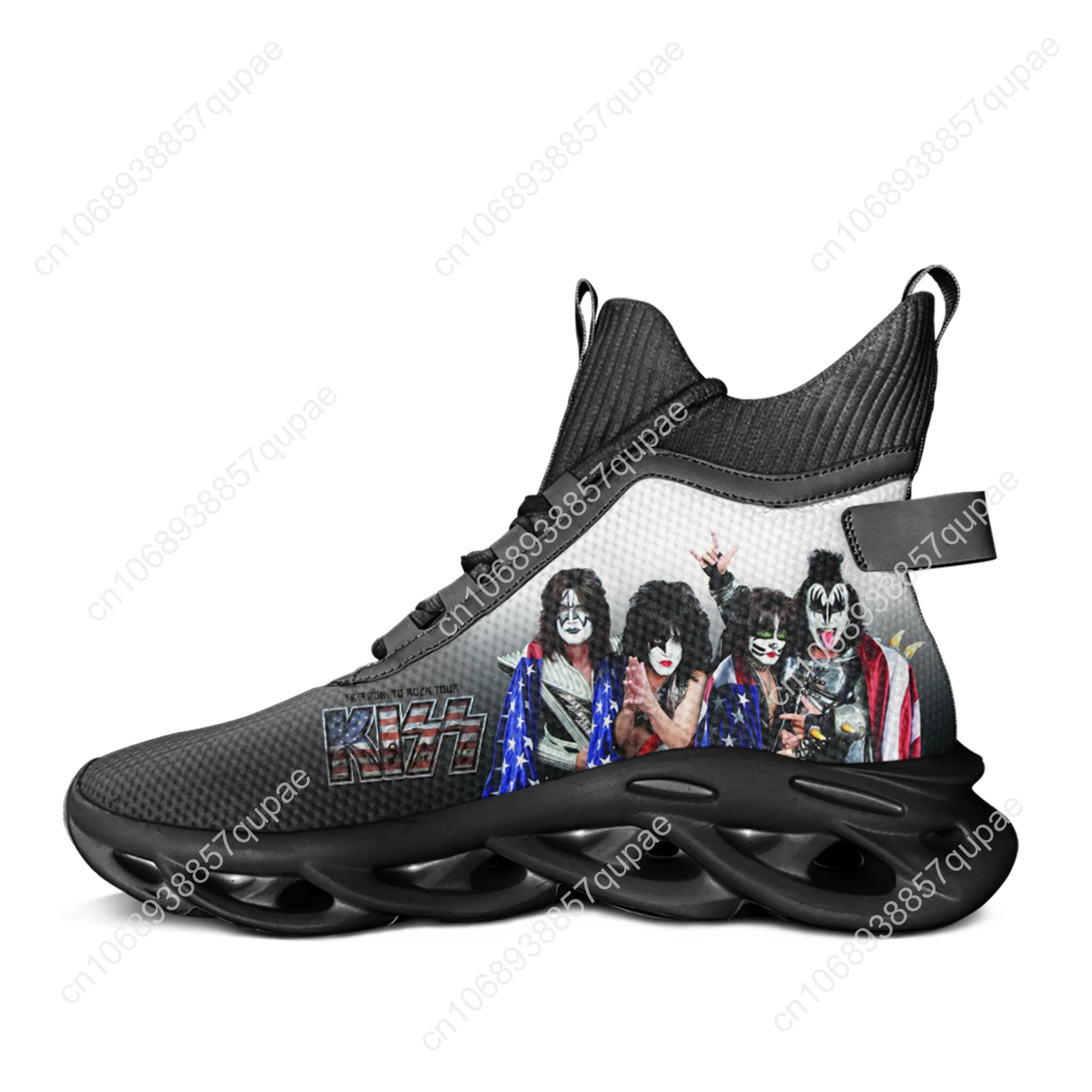 Heavy Metal Rock Band Kiss High Top Flats Sneakers Men Women Sports Running Shoes High Quality Sneaker Mesh Footwear Custom Shoe