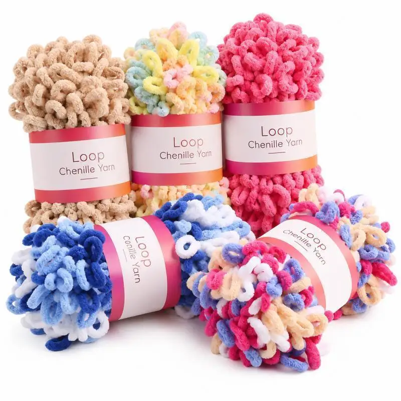 100g/Rolle Fingerschlaufen-Garn, Flauschiges Weiches Chenille-Garn, Dickes Garn für Handgewebte Decken, Schals, Häkel- und Strickarbeiten, DIY-Garn im Angebot – Detail 3