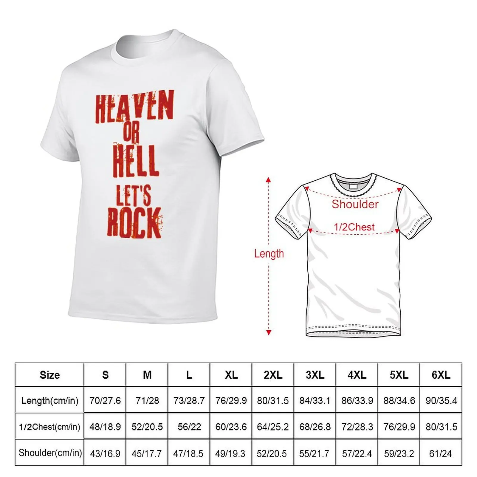 Heaven or Hell Let's Rock T-Shirt t shirts for man cotton funny t shirts for man graphic tees T-Shirt
