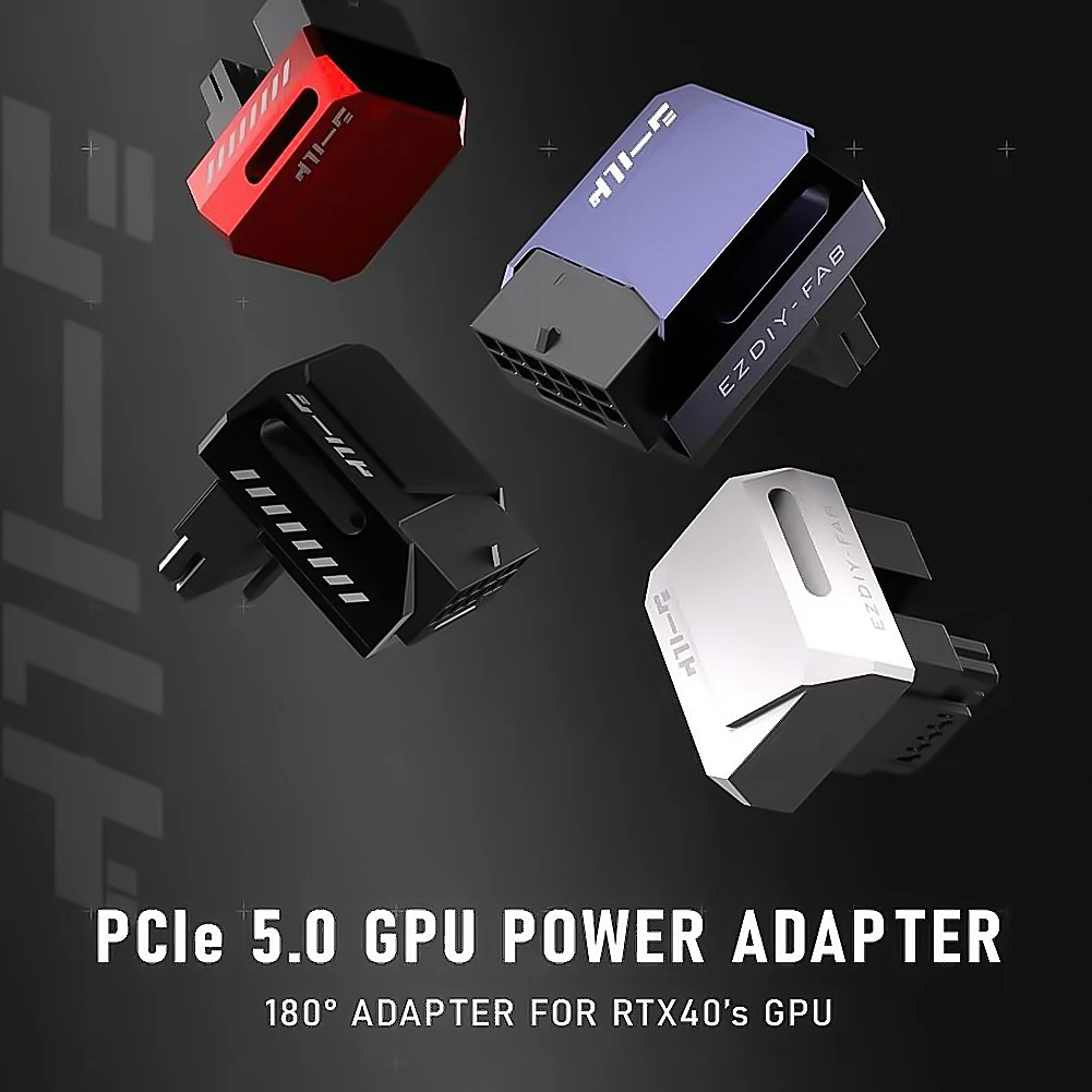 12VHPWR 180 Degree Angled Adapter 600W Pcie 5.0 Power Adapter 12V HPWR Adapter for 12+4pin RTX 3090Ti 4070Ti 4080 4090