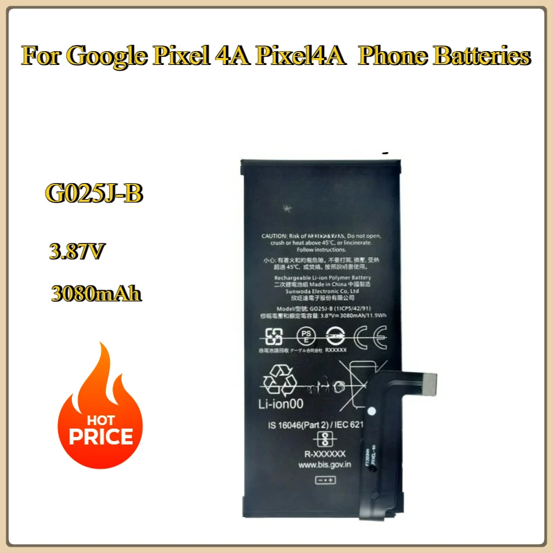 

New G025J-B 3080mAh Replacement Battery For Google Pixel 4A Pixel4A Phone Batteries