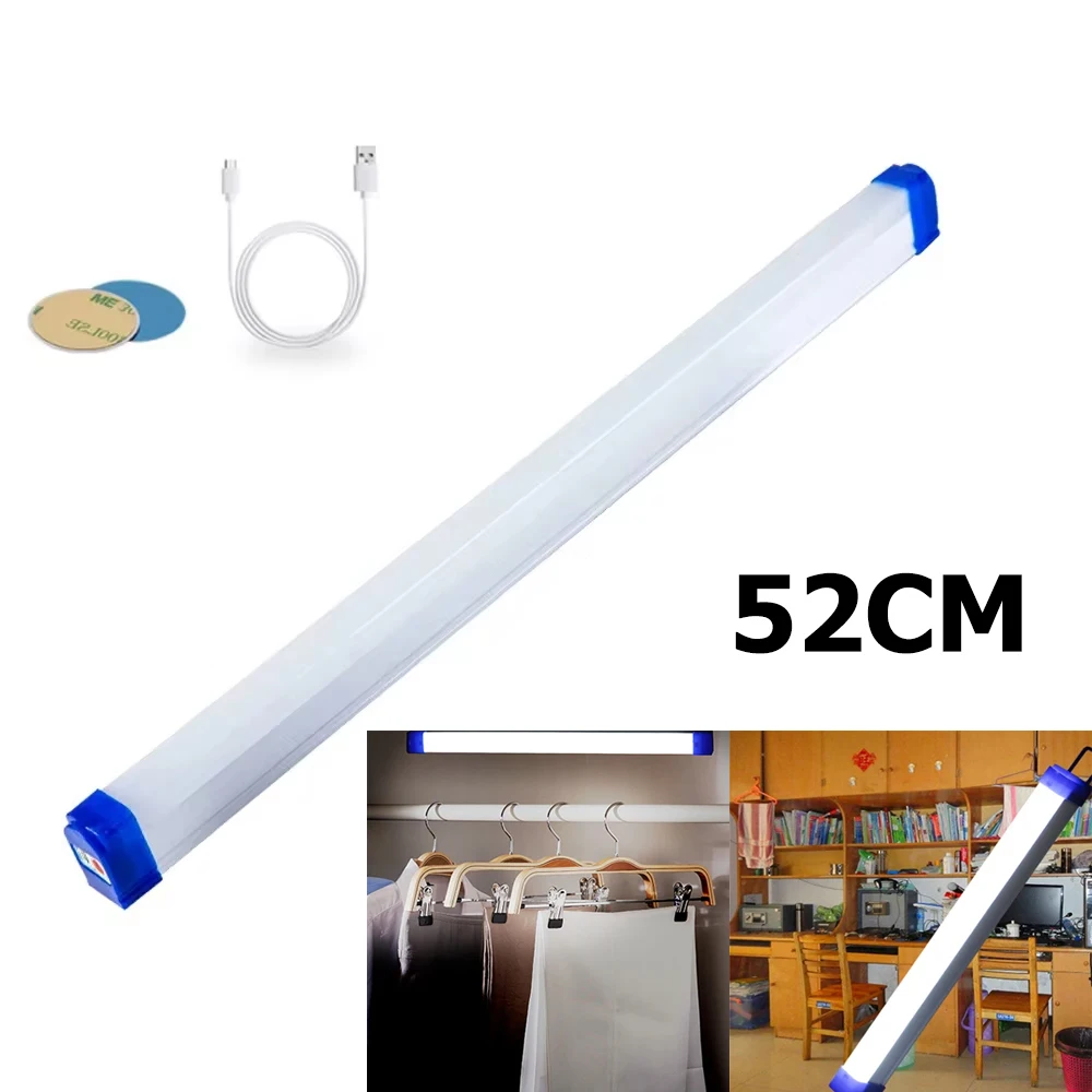 52CM Dimmable T5 LED Camping Light USB Rechargeable LED Light Bar With Hook Warm/Cool White/Blue/Purple Outdoor Emergency Lamp