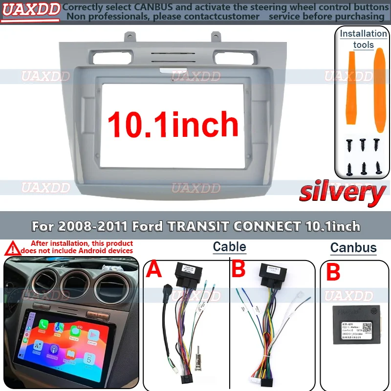 

Cadre Fascia Radio 2Din voiture avec ecran 10,1 дюйма Для ford TRANSIT CONNECT 2008-2011 garniture panneau tableau bord Комплект кабелей