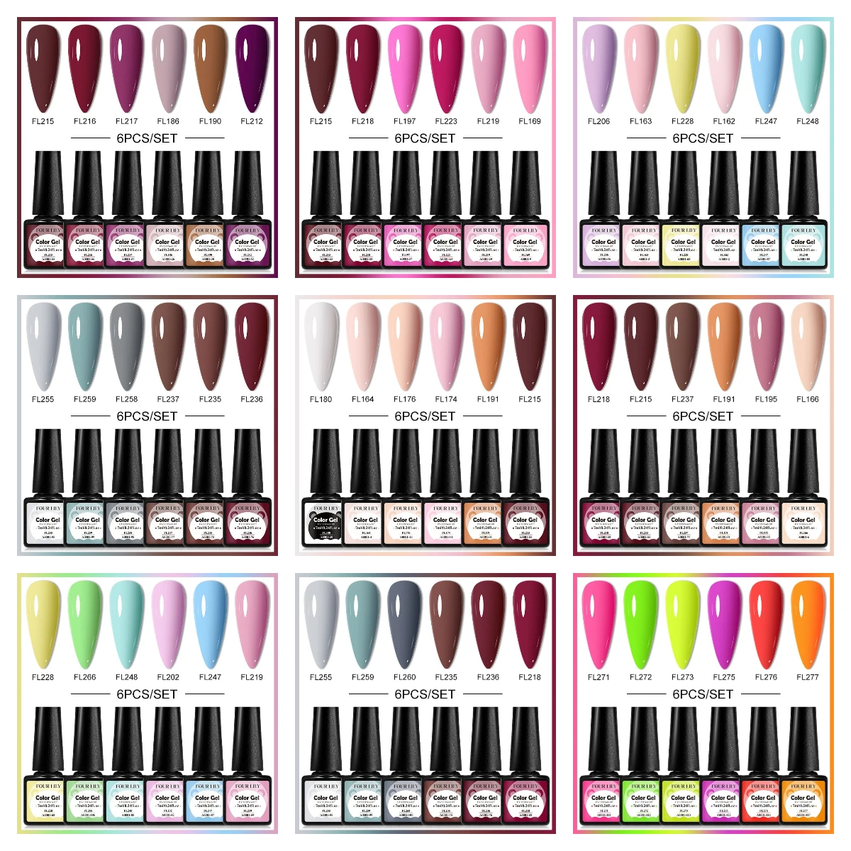مجموعة أظافر جل LED بالأشعة فوق البنفسجية ، تدوم طويلاً ، نقع ، لون داكن ، طقم لوازم الأظافر ، فن تجميل الأظافر ، طلاء ذاتي الصنع ، 6 *