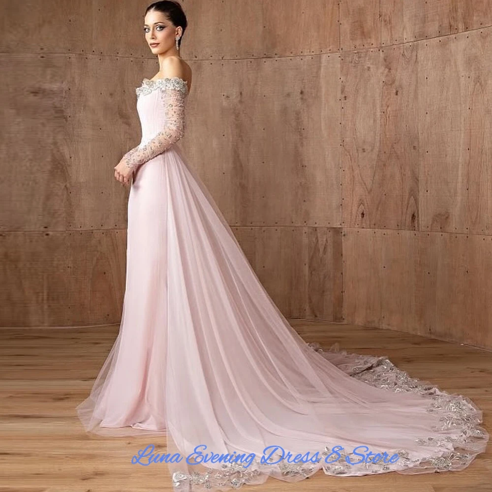 Exquisite Tulle Boat Neck Customized Evening Dress Elegant Long Sleeves Wedding Dresses Delicate Beading Appliques Bridal Gowns image 4