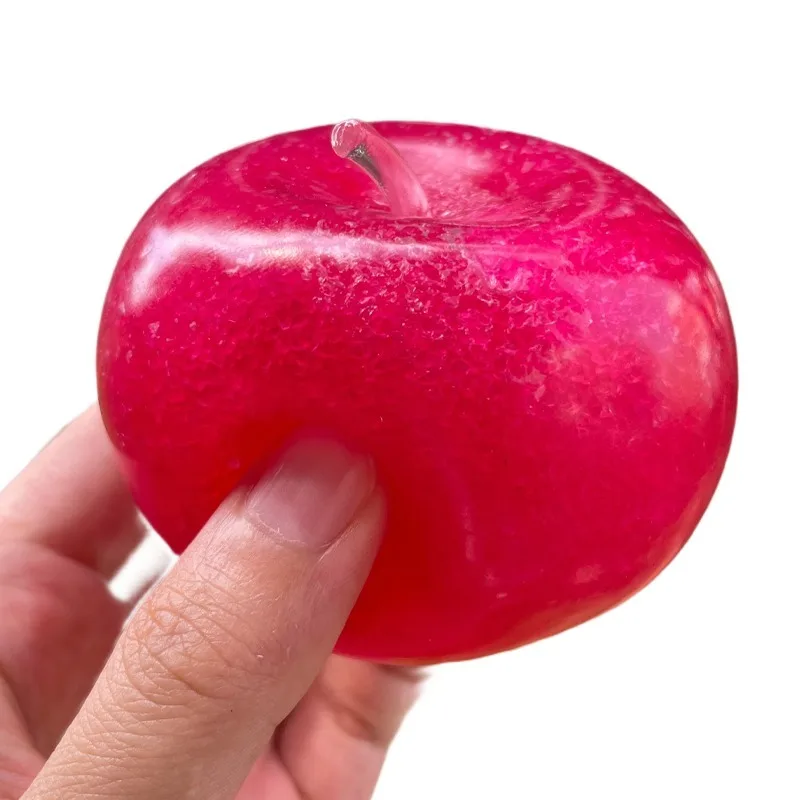 Red Apple Slushie Crunchy Stress Ball Squishy Toy Soft Moldable Non-Bounce Sensory Fidget Toy Medium Grip Strength Training Gift