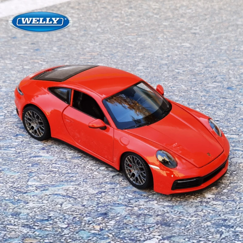 Welly 1:24 Porsche 911 Carrera 4S Alloy Sports Car Model Diecast Metal Toy Vehicles Car Model High Simulation Childrens Toy Gift