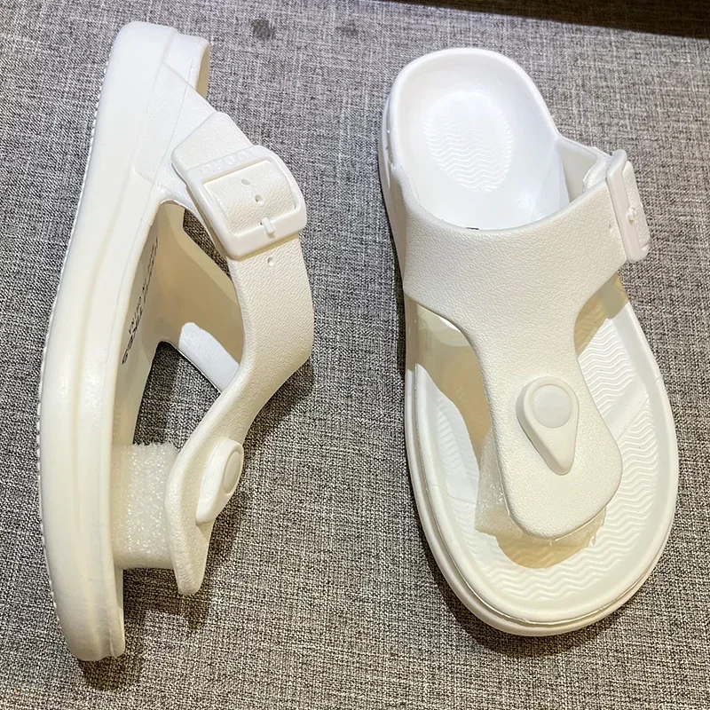 Sandalias planas con hebillas para Mujer, chanclas de talla grande 43, para uso exterior