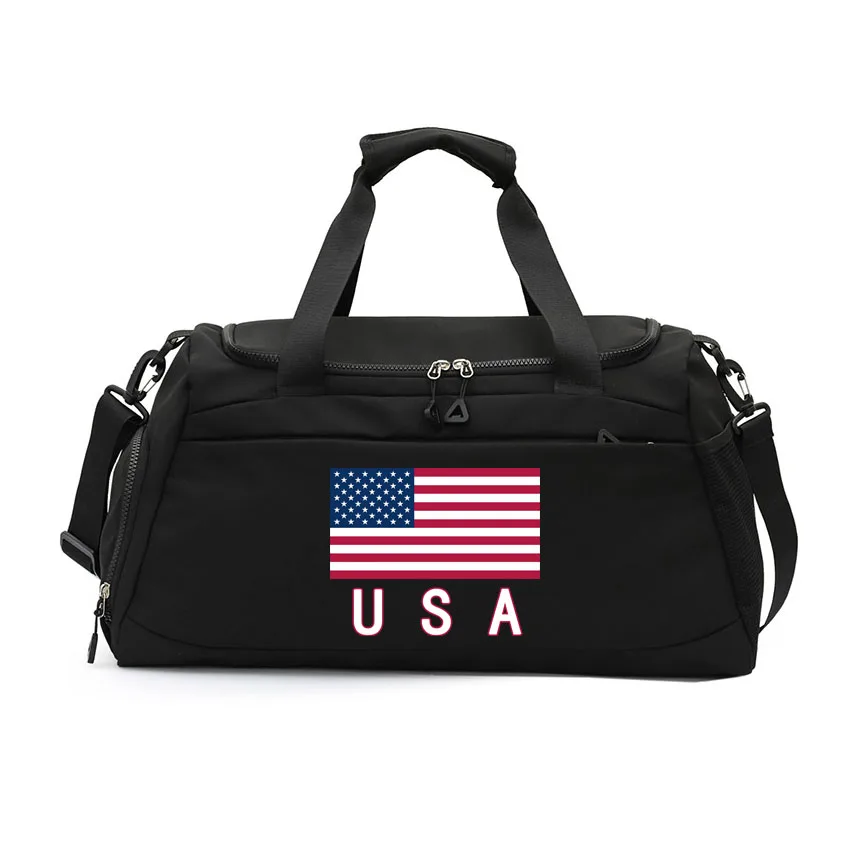 

Outdoor Sport Gym Handbag Crossbody Bags with Shoes Pocket Training Daypack Fitness Yoga Tote Packs USA Flag Printed Bag