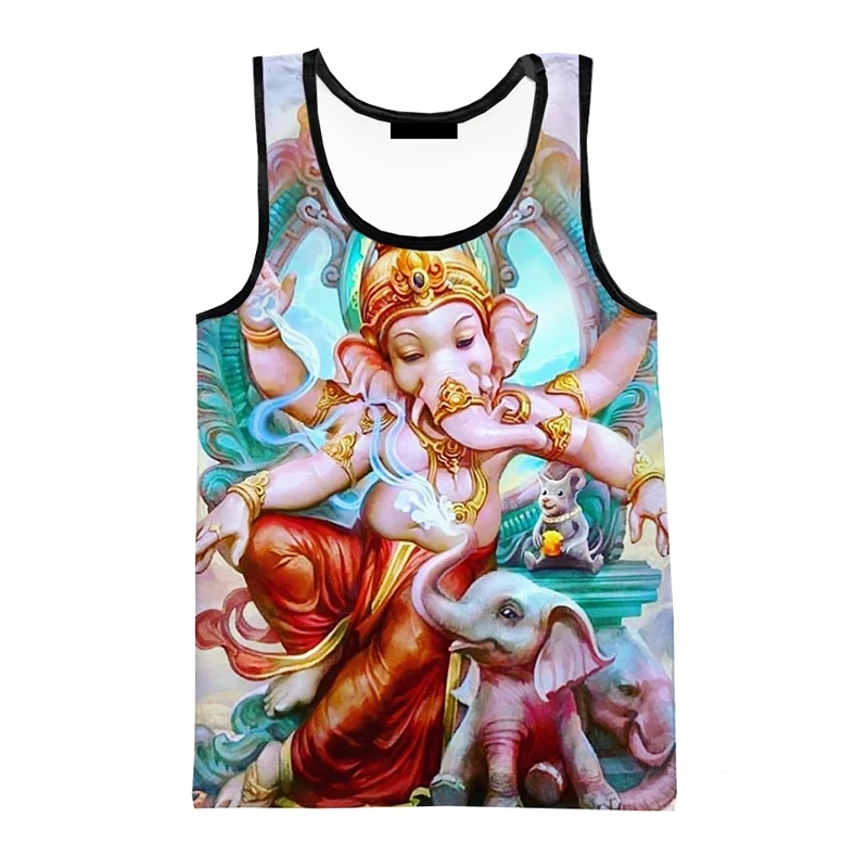 Hot Sale Ganesh Vest Elephant-Headed Hinduism God Ganesha 3D Tank Tops Men Women Streetwear Oversized Sleeveless Tank Top