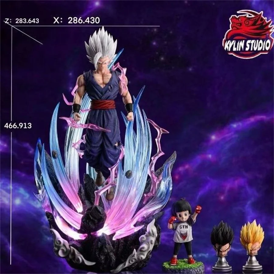 Dragon Ball Figures Animation Peripherals 3 Heads Can Emit Light White Hair Ultimate Beast Shirakami Gohan Model Ornaments Toys