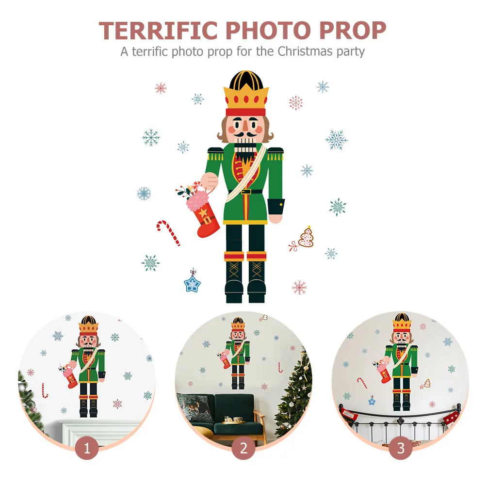 

1 Sheet Christmas Soldier Sticker Xmas Nutcracker Window Clings For Home Hotel Restaurant Decor Christmas Party Window Decal