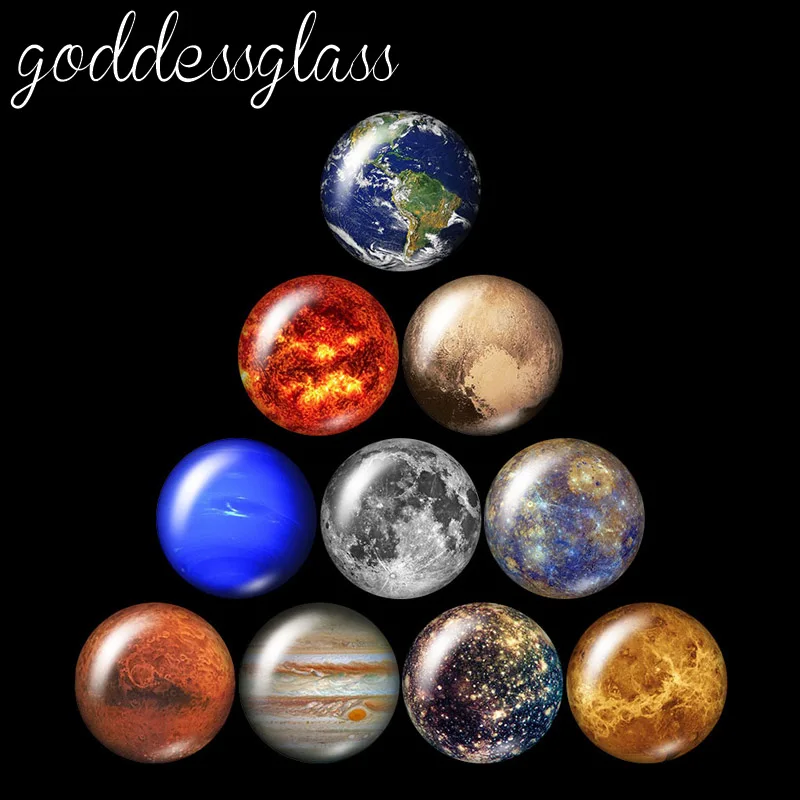 New Exoplanets Earth Mars Mercury Sun Photos 10pcs 12mm/18mm/20mm/25mm Round photo glass cabochon demo flat back Making findings