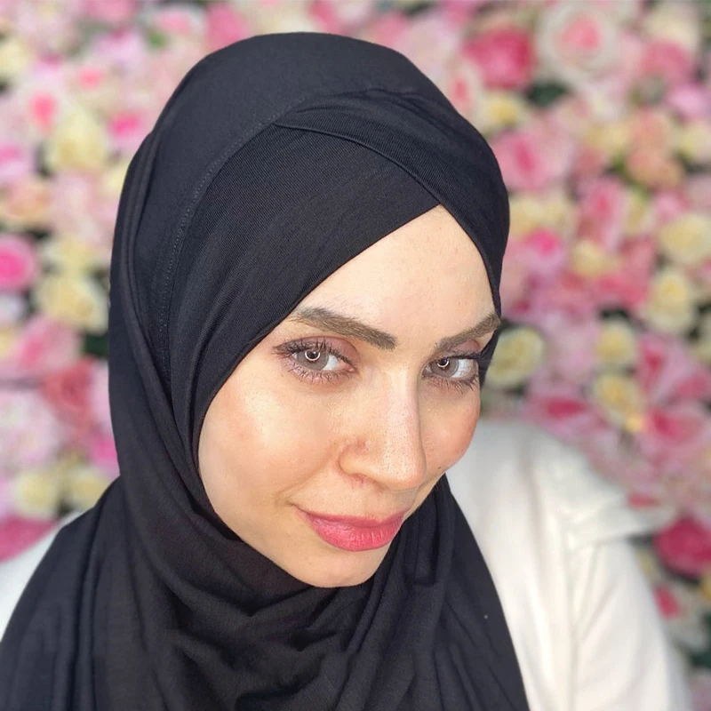 Muslim Cross Tie Jersey Instant Hijab Good Stitch Stretchy Scarf Soft Turban Plain Headband Wraps Foulard