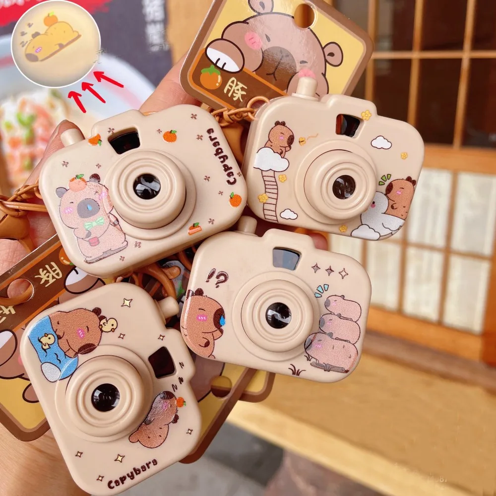 Capibala – porte-clés caméra de Projection lumineuse, pendentif de sac Capybara de dessin animé mignon, petit cadeau