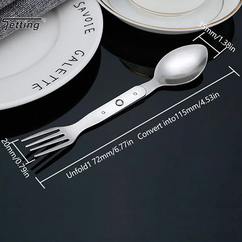 2 In 1 Dessert Fork Spoon Stainless Steel Mini Fork Spoon Cutlery Set For Outdoor Camping And Picnic Portable Durable