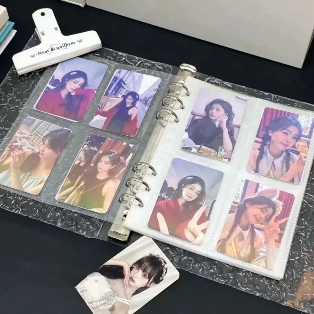 Water Ripple Transparent Desktop Photo Album Loose-leaf 3-holes Idol Photo Album 3inch 1/4 Grids DIY Detachable Photo Album