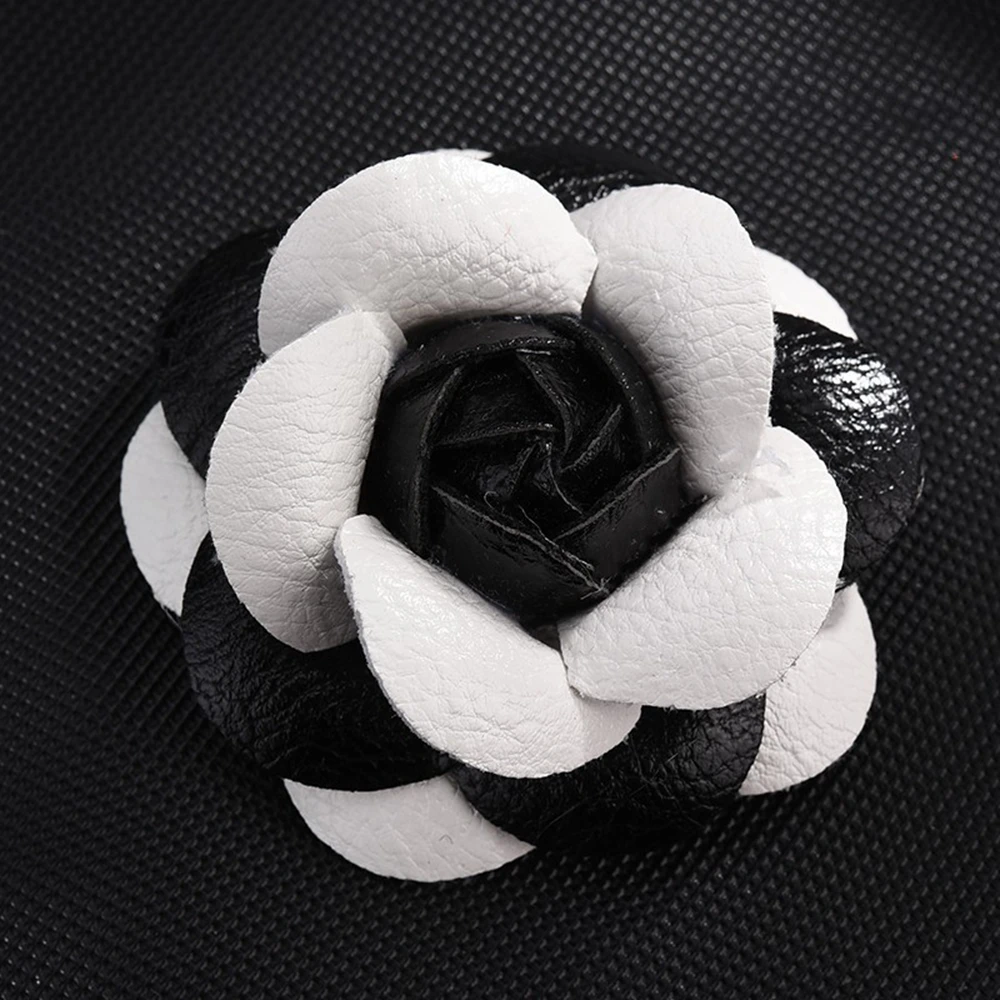 

Handmade Lapel Gifts Jewelry Sewing Fabric Corsage DIY Craft Supplies Camellia Flower PU Leather