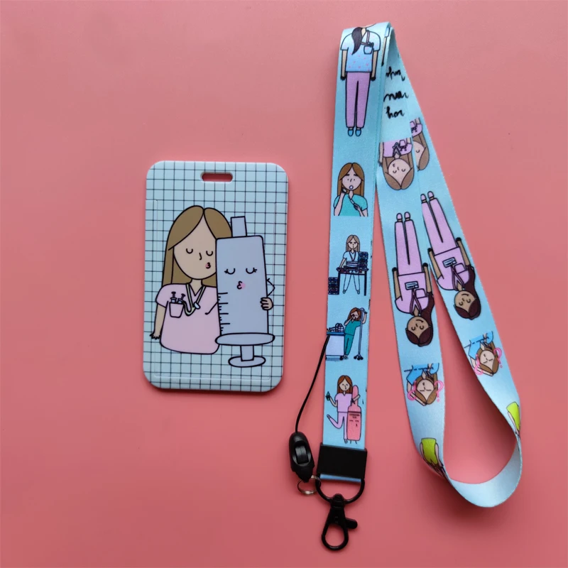 Arzt, Krankenschwester, Damen-Lanyards, Ausweishalter, Krankenhaus-Ausweishalter, zum Aufhängen, Seil, Lanyard, amüsantes Kartenetui, Mädchen, einziehbarer Clip – Detail 17