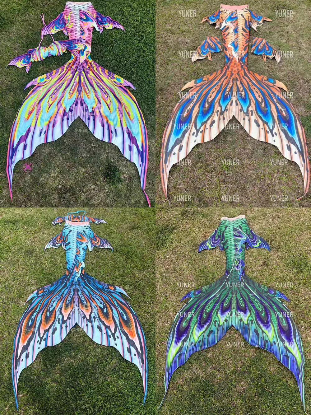 

Colorful Butterfly Mermaid Swimsuit Adult Couple's Fishtail Diving Swimsuit Tail Fins Butterfly Shadow Style